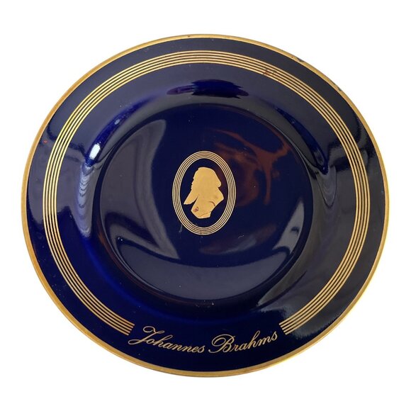 VTG 4 Bing & Grøndahl Copenhagen Porcelain Composer Plates – Cobalt Blue & 22K G - Picture 7 of 10